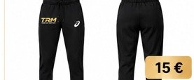 Pantalon de survêtement femme Team Run Mantois, noir, logo TRM or