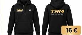 Sweat à capuche femme Team Run Mantois, noir, logo TRM or