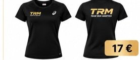 Tee-shirt femme Team Run Mantois, noir, logo TRM or