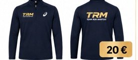 Haut manche longue homme Team Run Mantois, bleu nuit, logo TRM or