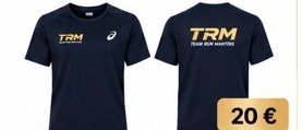 Tee-shirt homme Team Run Mantois, bleu nuit, logo TRM or