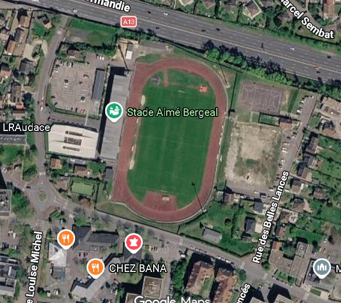 Vue satellite du Stade Aimé Bergéal à Mantes-la-Ville